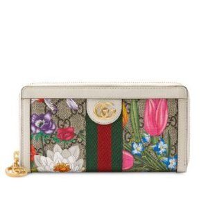 Gucci Floral Wallet with Gold Accents